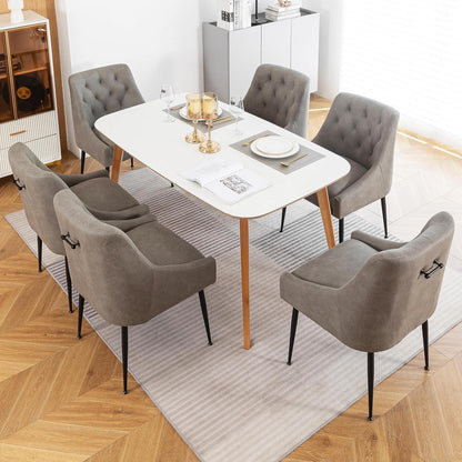 Esszimmerstühle 6er Set Grau mit Kissen & Hebel