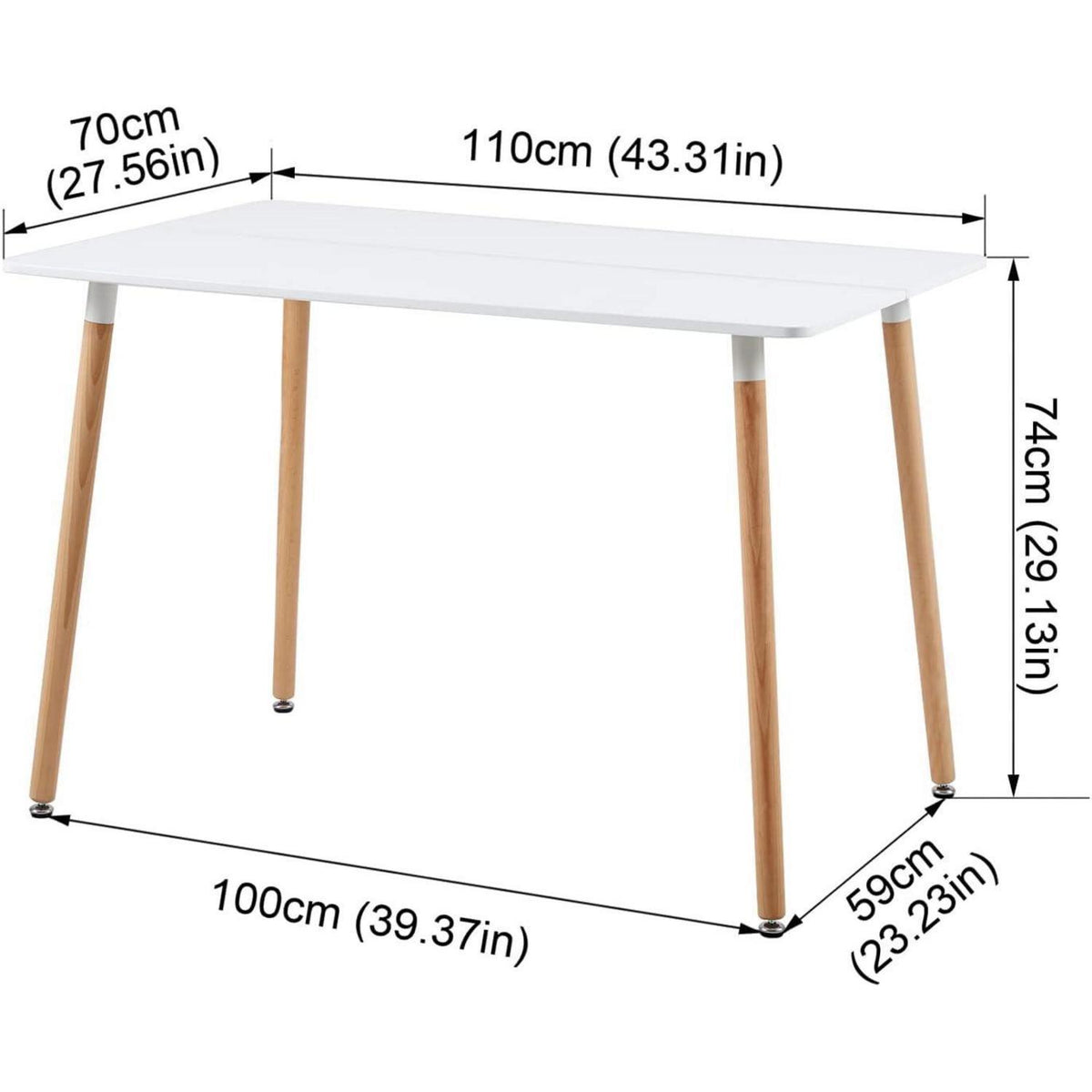 Esszimmergruppe Weiß: Esstisch 110cm + 6 Stühle