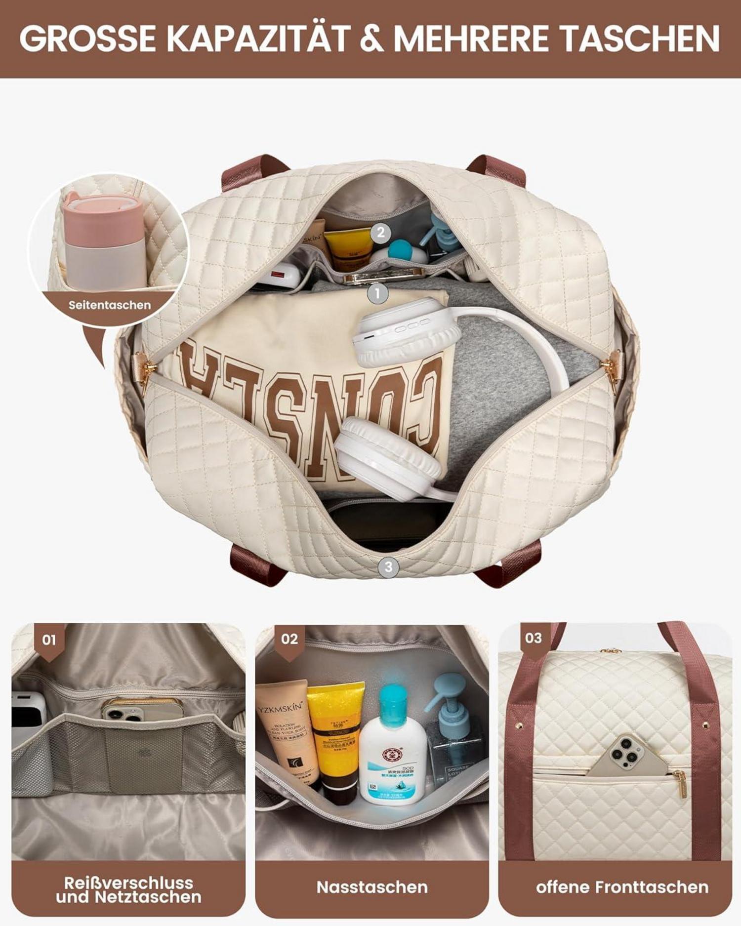 LOVEVOOK Reisetasche Damen Weekender Sporttasche Handgepäck Flugzeug Krankenhaustasche,Duffel Bag für Reise Sport
