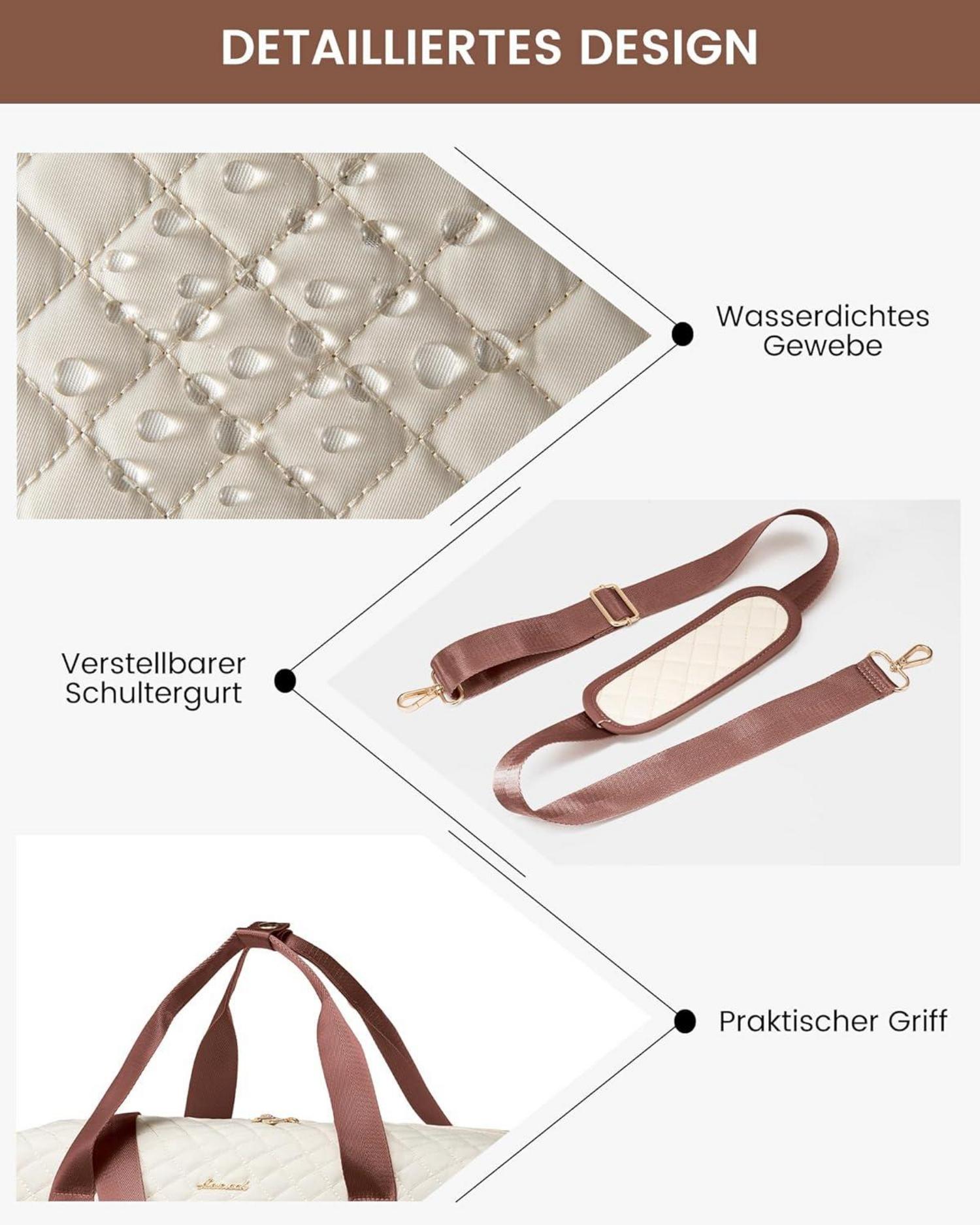 Damen Reisetasche Weekender Sporttasche mit Schuhfach Handgepäck - 40L