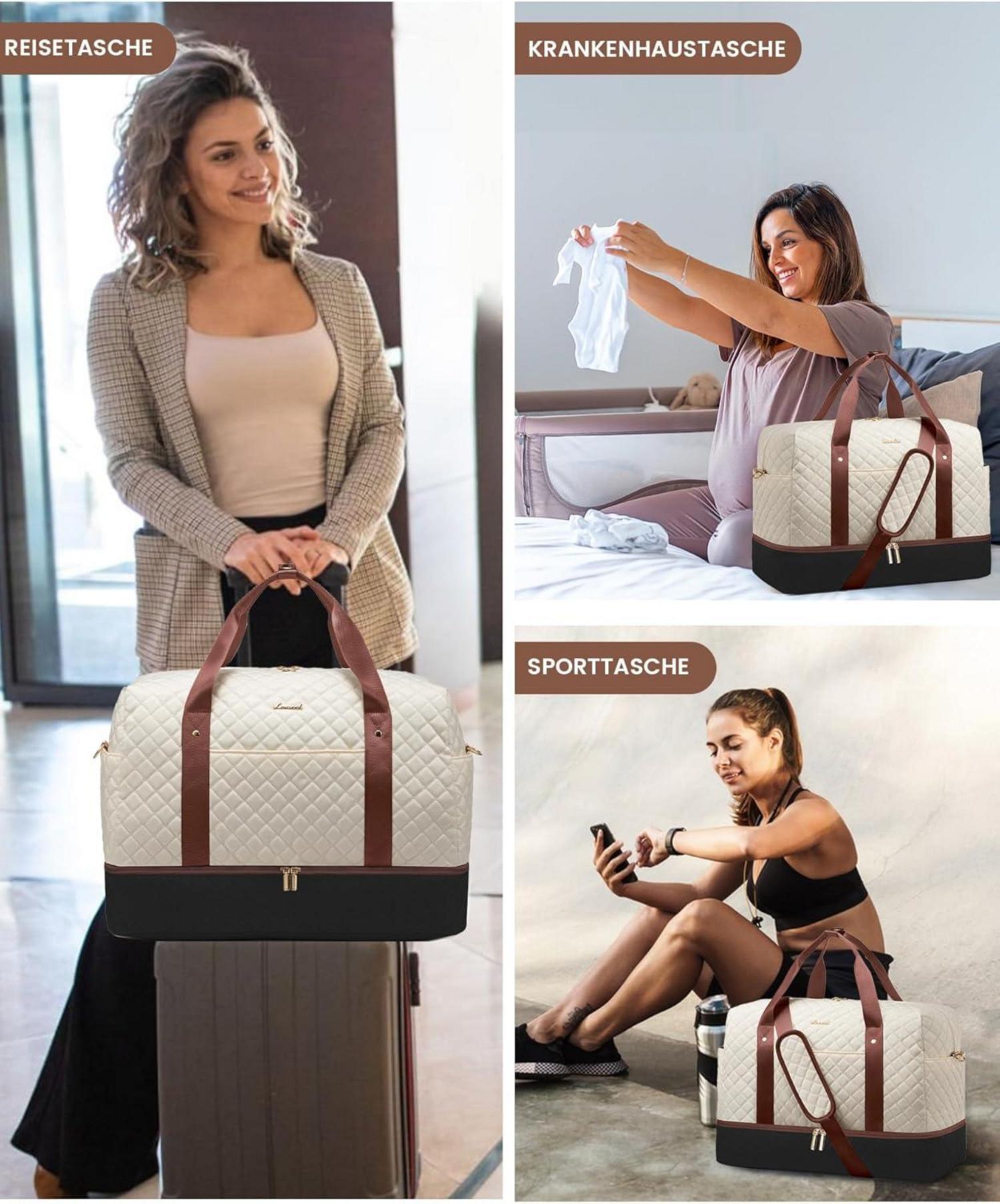 Damen Reisetasche Weekender Sporttasche mit Schuhfach Handgepäck - 40L
