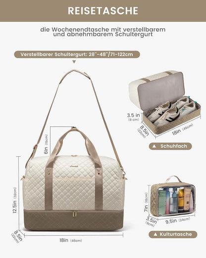 Multifunktionale Damen Reisetasche Weekender mit Schuh- und Nassfach