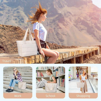 Große Puffer Schultertasche Damen Handtasche Umhängetasche Stepptasche