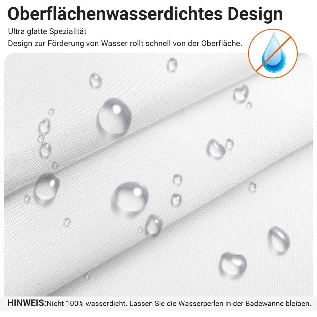 Weißer Duschvorhang 80x180cm mit Haken & Antischimmel Beschichtung