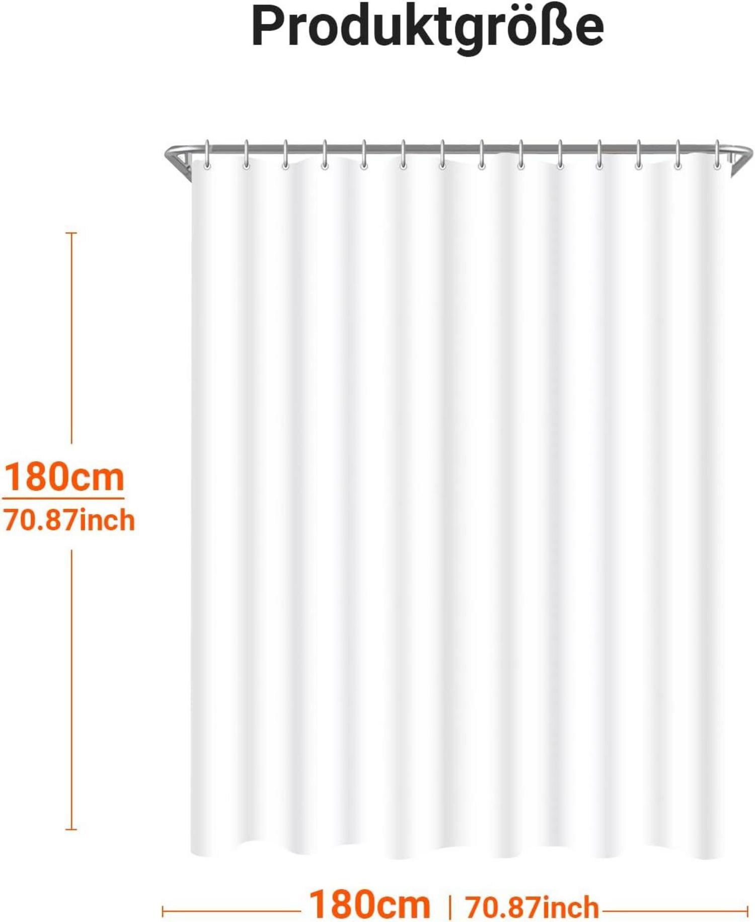 Duschvorhang 180x180cm Reinweiß Beschwerter Saum Antischimmel