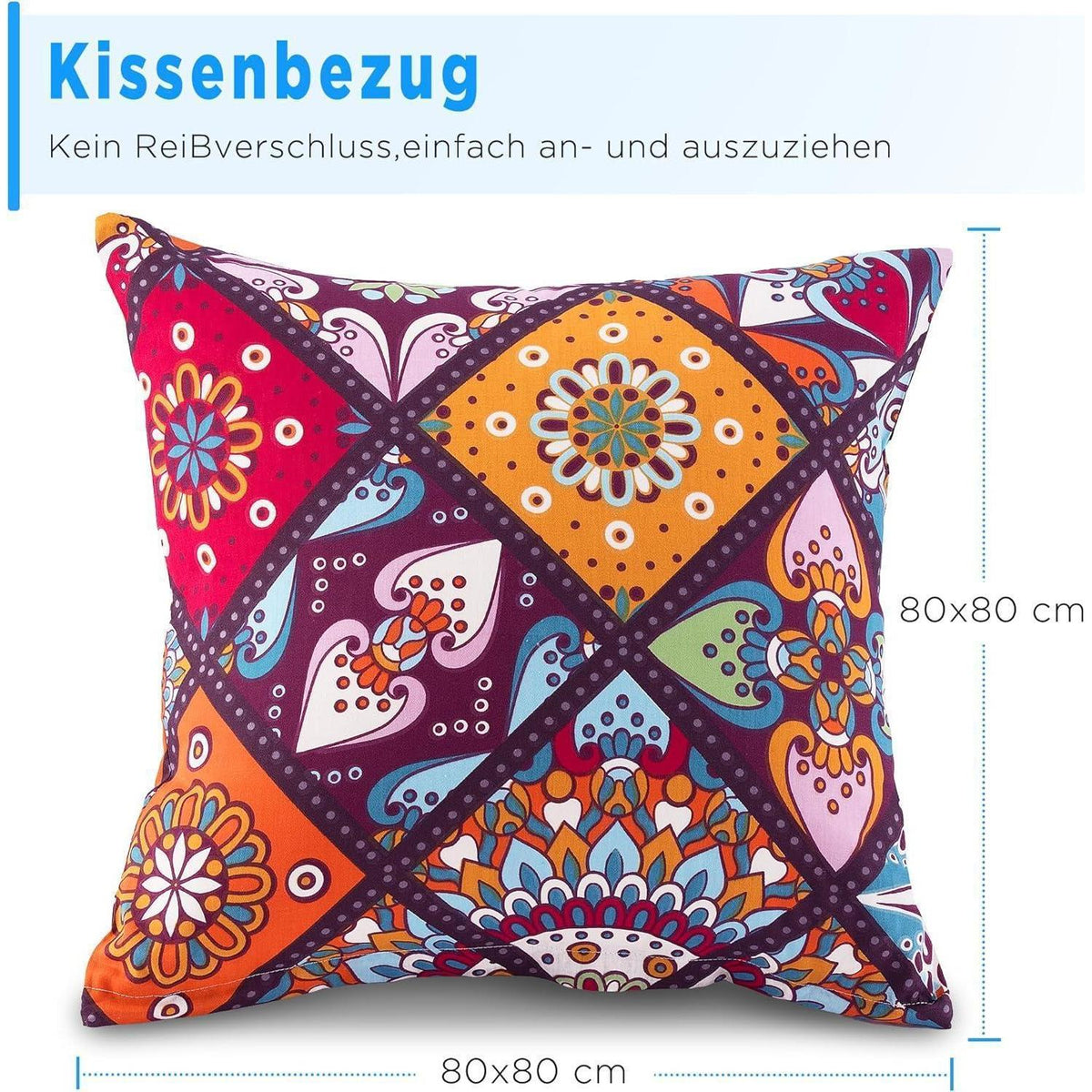 Bettwäsche-Set 135x200 Baumwolle, Bunt Böhmisch Paisley, 4-teilig