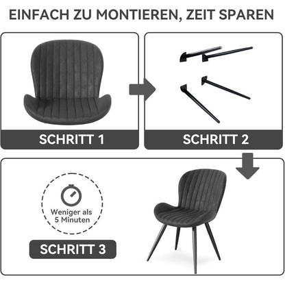 Esszimmerstühle 4er Set – Ergonomisch & Wasserdicht Schwarz