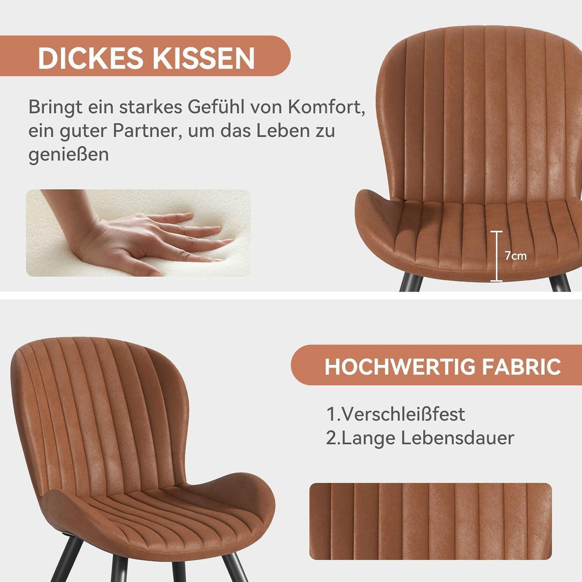 Esszimmerstühle 6er Set Braun – Ergonomisch & Robust