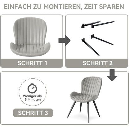 Esszimmerstühle Set 4er – Hellgrau, Ergonomisch & Robust
