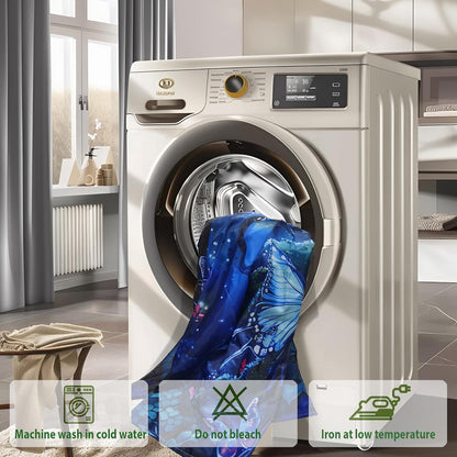 Duschvorhang Blau 200x200 Wasserdicht mit Motiv und 12 Ringen