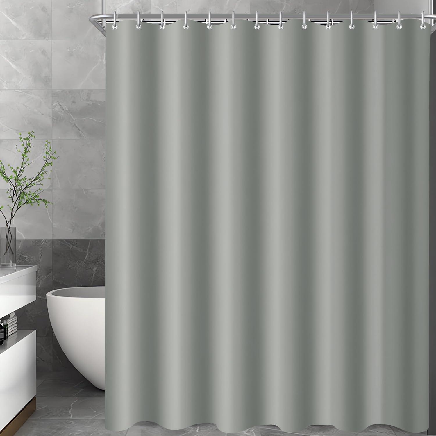 Duschvorhang 180x190cm Grau, Wasserabweisend, Waschbar, Beschwerter Saum, Antischimmel Textil