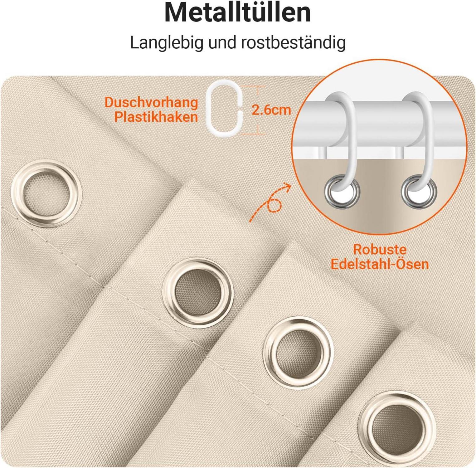 Duschvorhang Beige 90x90cm Anti-Schimmel Polyester Wasserabweisend 1er Pack