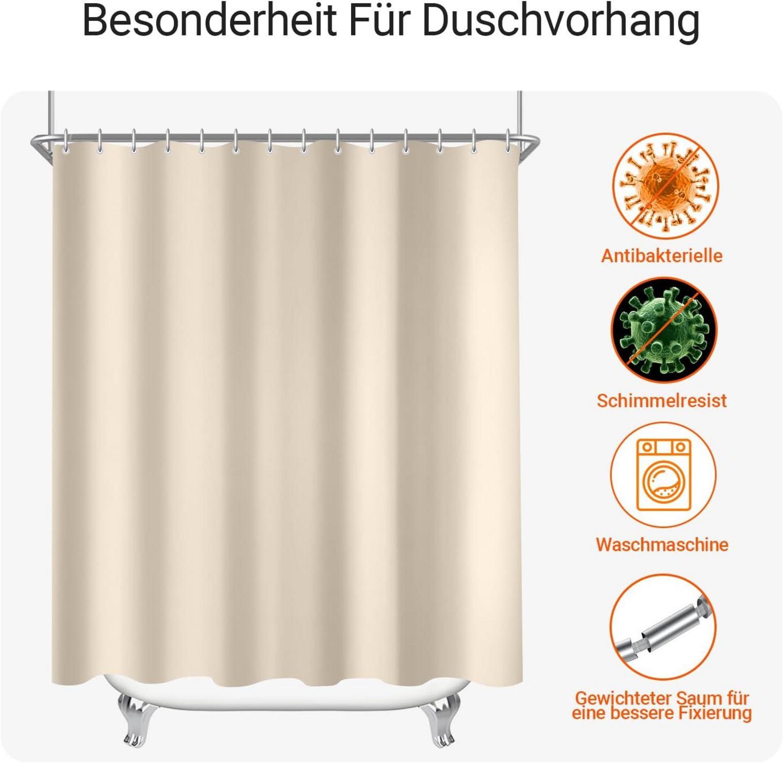 Duschvorhang 90x90 cm Beige - Antischimmel Textil, Wasserabweisend, Waschbar