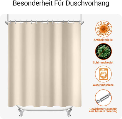 Duschvorhang 90x90 cm Beige - Antischimmel Textil, Wasserabweisend, Waschbar