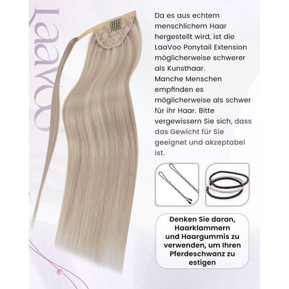 Echthaar Zopf Extension Blond Highlights 40cm