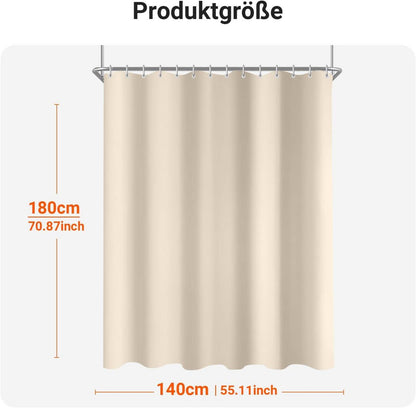 Duschvorhang Beige 140x180 cm Antischimmel Wasserabweisend Polyester