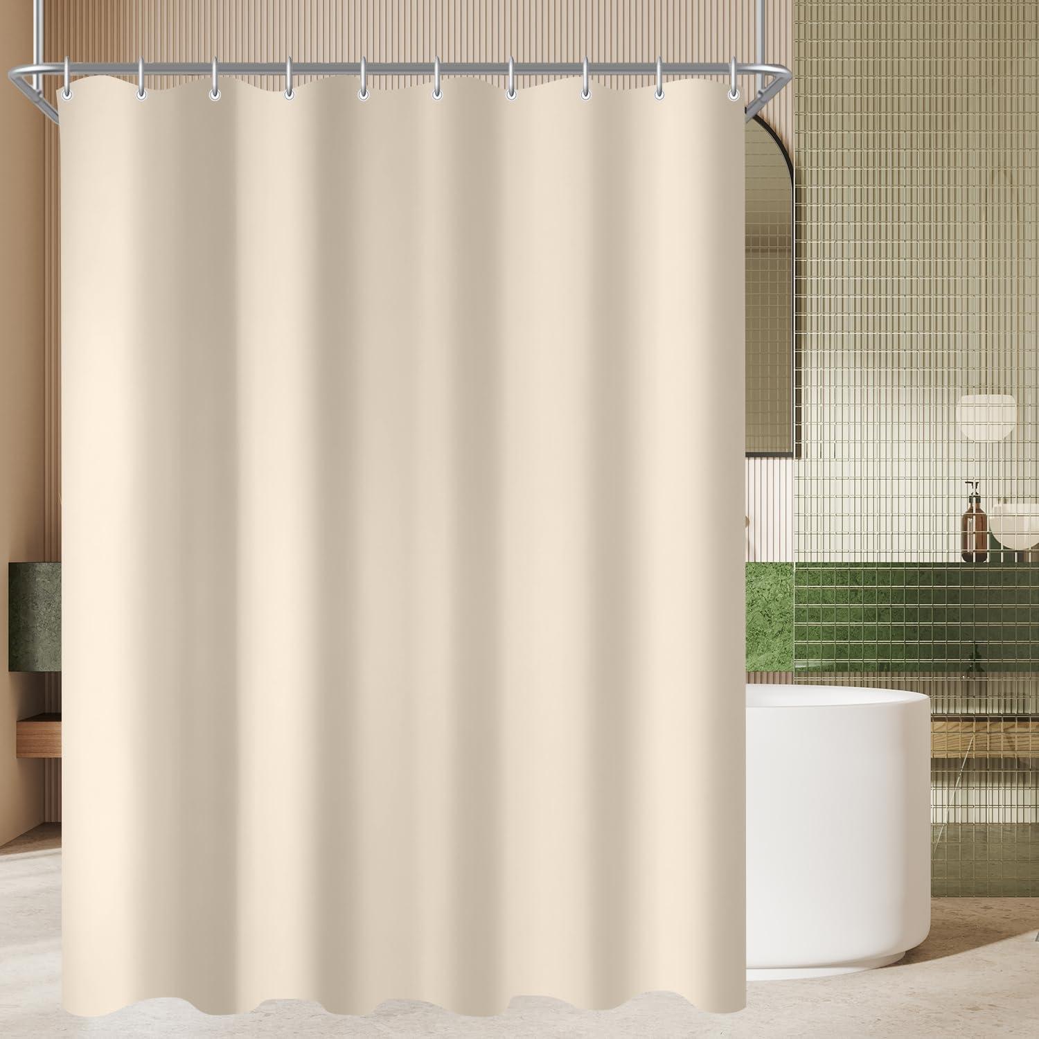 Duschvorhang Beige Antischimmel Wasserabweisend Waschbar mit Haken