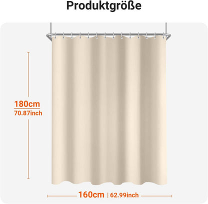 Duschvorhang 160x180 cm Beige Antischimmel Wasserabweisend Polyester
