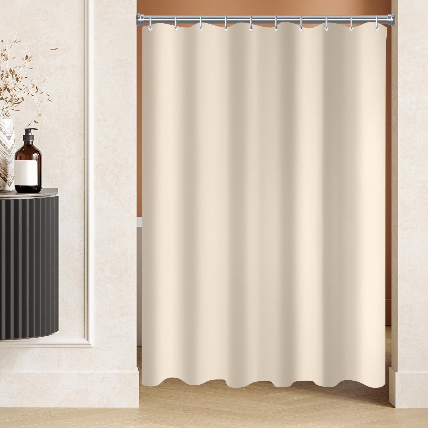 Duschvorhang 160x180 cm Beige wasserabweisend waschbar Polyester Stoff mit beschwertem Saum
