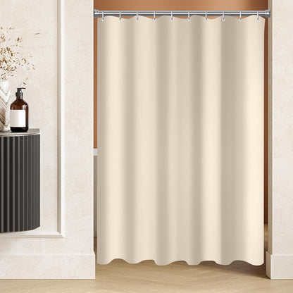 Duschvorhang 160x180 cm Beige wasserabweisend waschbar Polyester Stoff mit beschwertem Saum