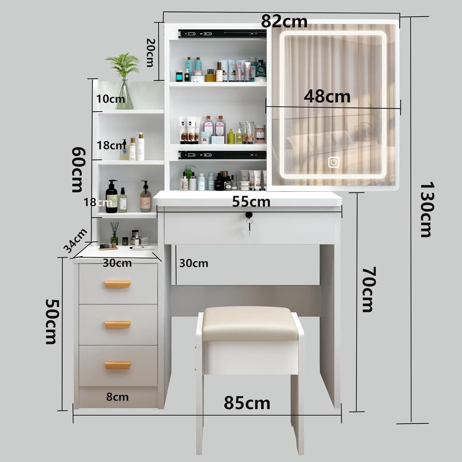 Modern LED Schminktisch mit Stuhl und