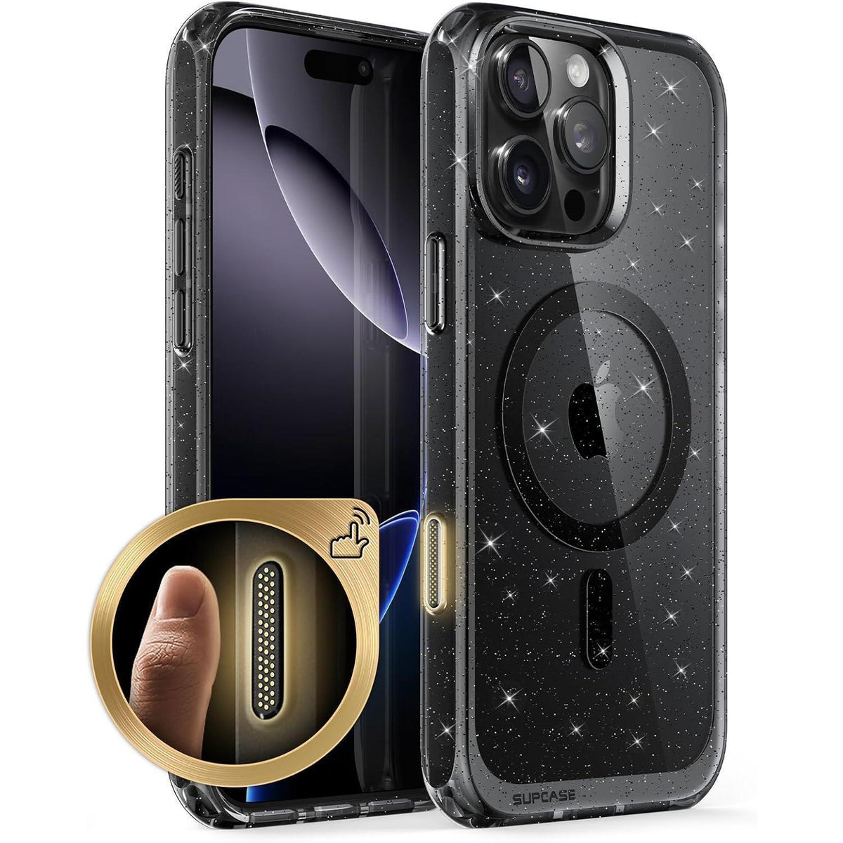 iPhone 16 Pro Max Hülle MagSafe Transparent Militärschutz GSchwarz