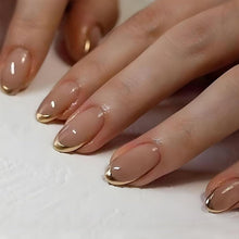 24 Gold Nägel Press on Nails Muster Glossy Oval Fake Nails