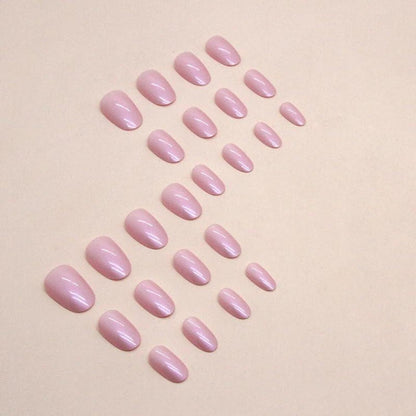 Kurze Aurora Nägel Pink Aufkleben Oval Glossy 24 Stück