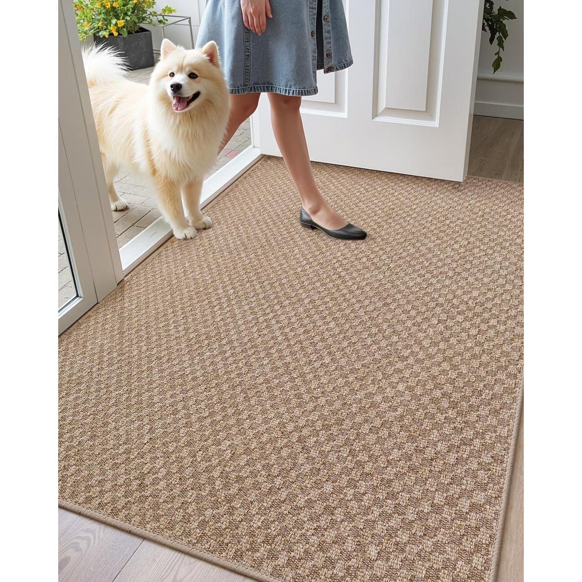 Schmutzfangmatte Khaki Gitter 120x180cm – Fußmatte für Innen