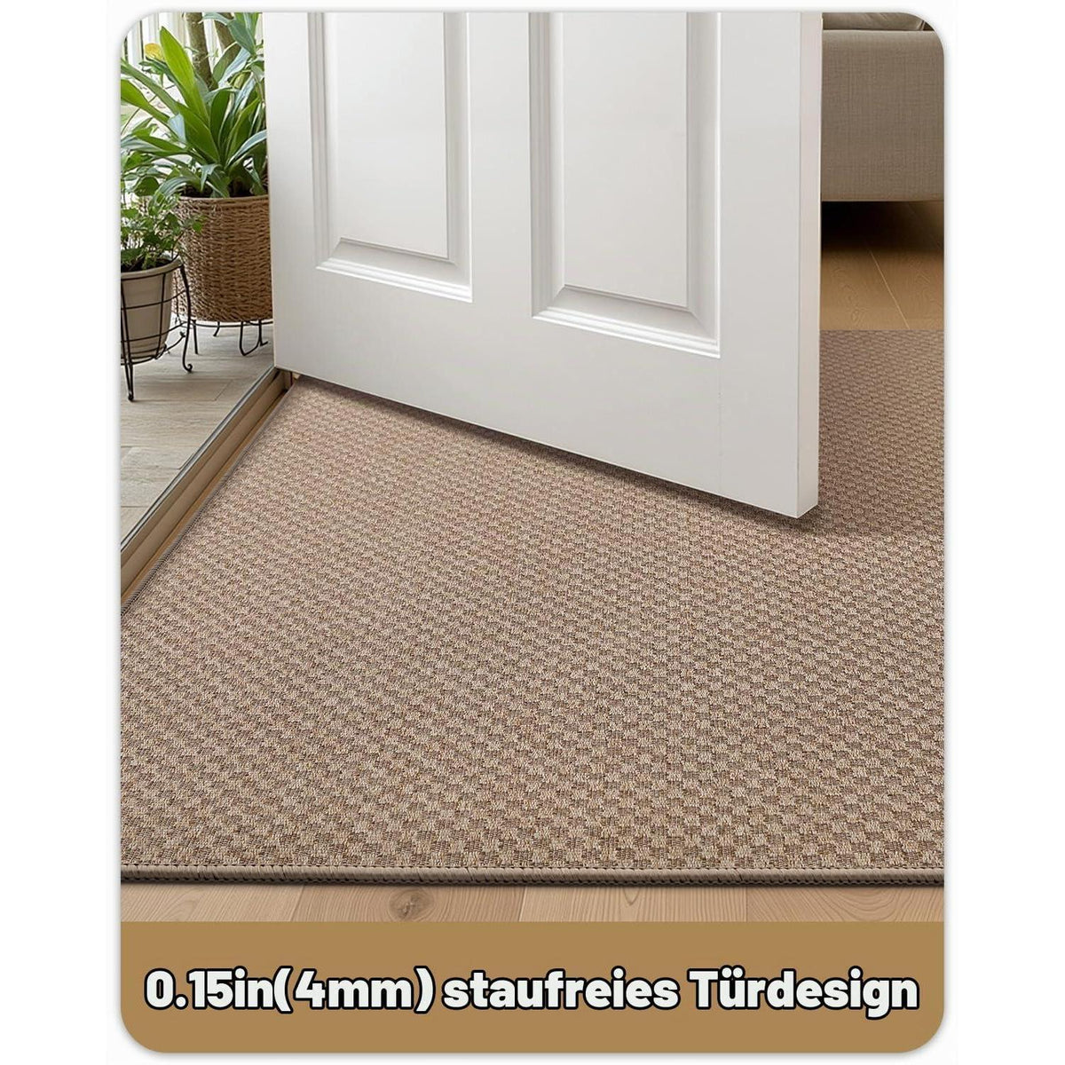 Schmutzfangmatte Khaki Gitter 120x180cm – Fußmatte für Innen