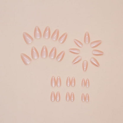 24 Stück Gradient Pink Fake Nails Press on Nails Mittel Oval