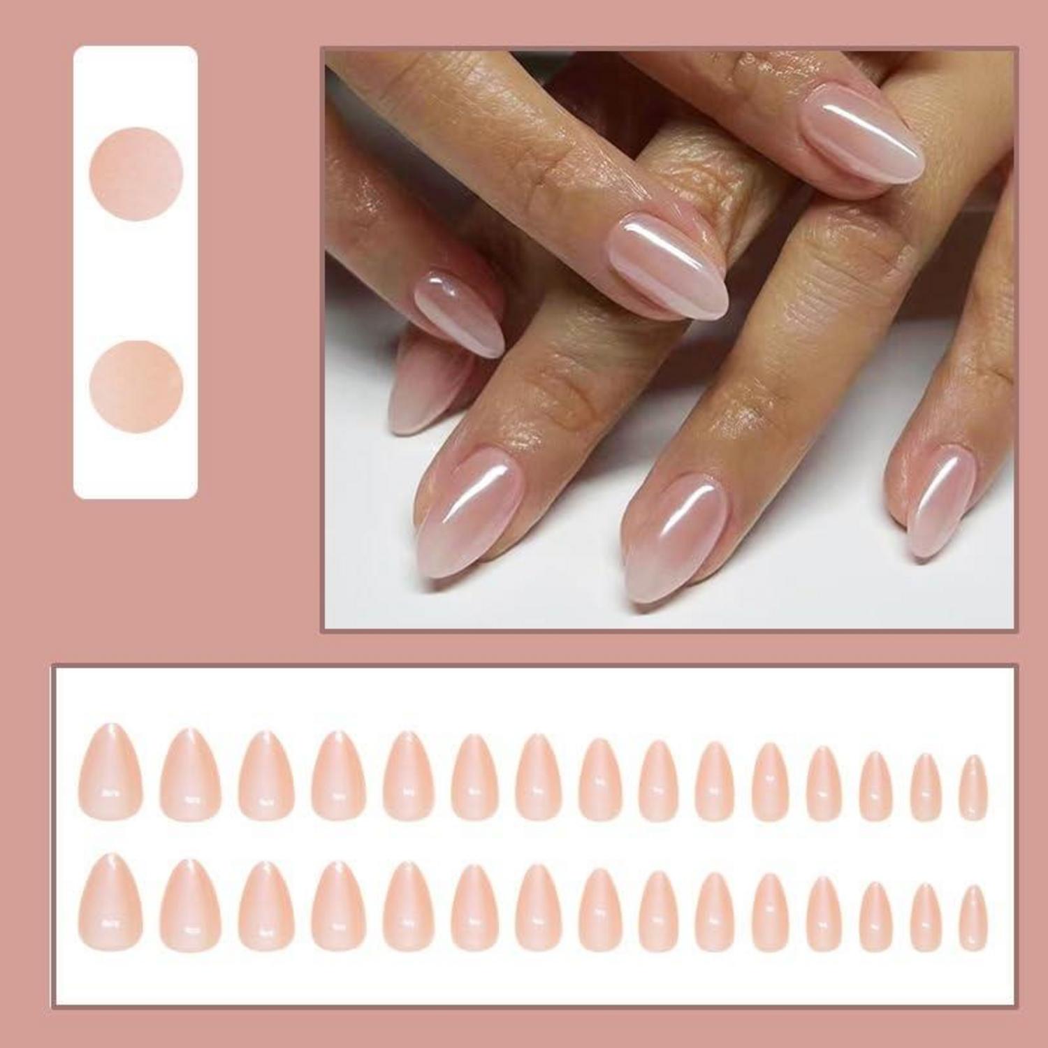 24 Stück Gradient Pink Nägel Press on Kunstnägel Oval Mittel French Nägel
