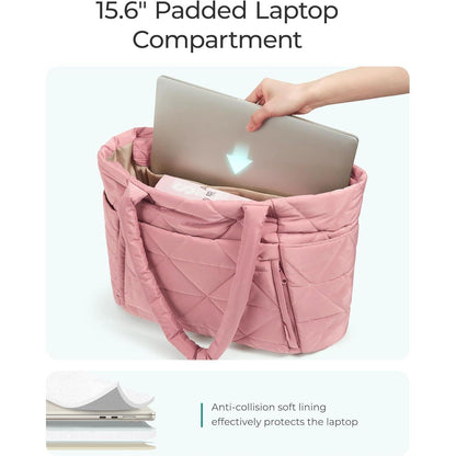 Gesteppte Laptoptasche Damen Shopper Groß Dunkelrosa