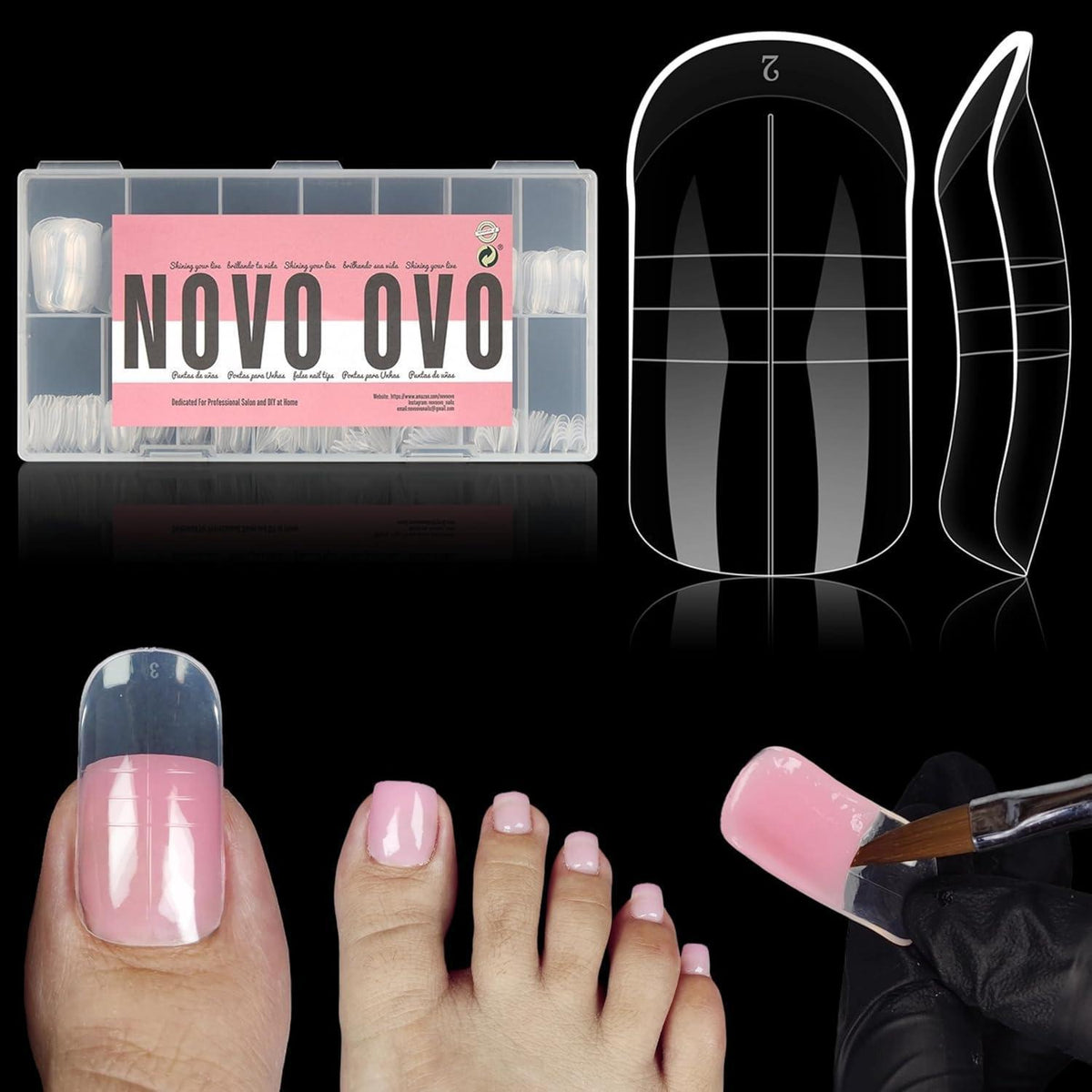 Zehennagel Dual Form 300 Stück – Polygel Verlängerung für Pediküre