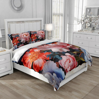 Blumen Bettwäsche Set 135x200 Rosa Floral Mikrofaser