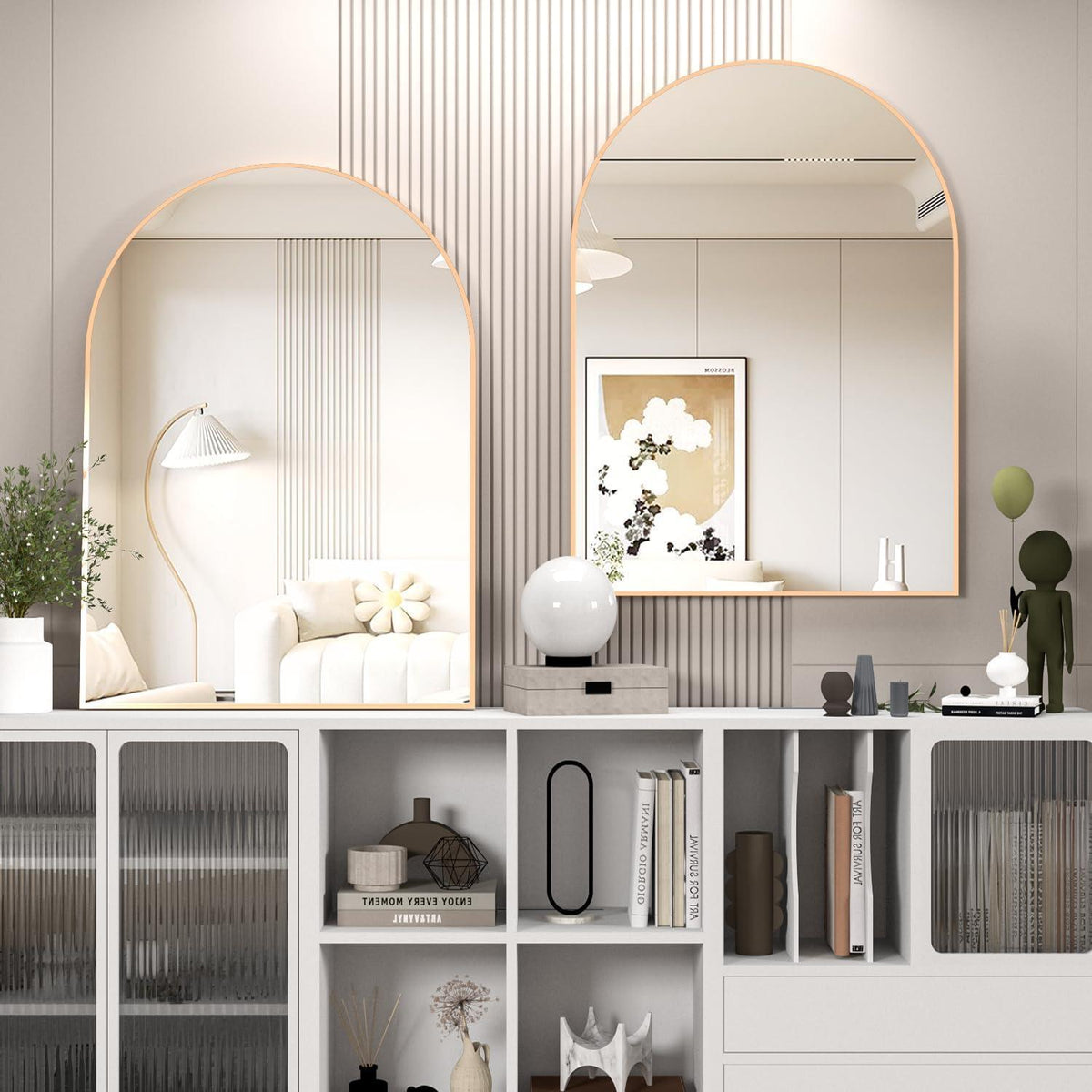 Gewölbter Wandspiegel Gold 75x102cm – Badezimmer & Deko