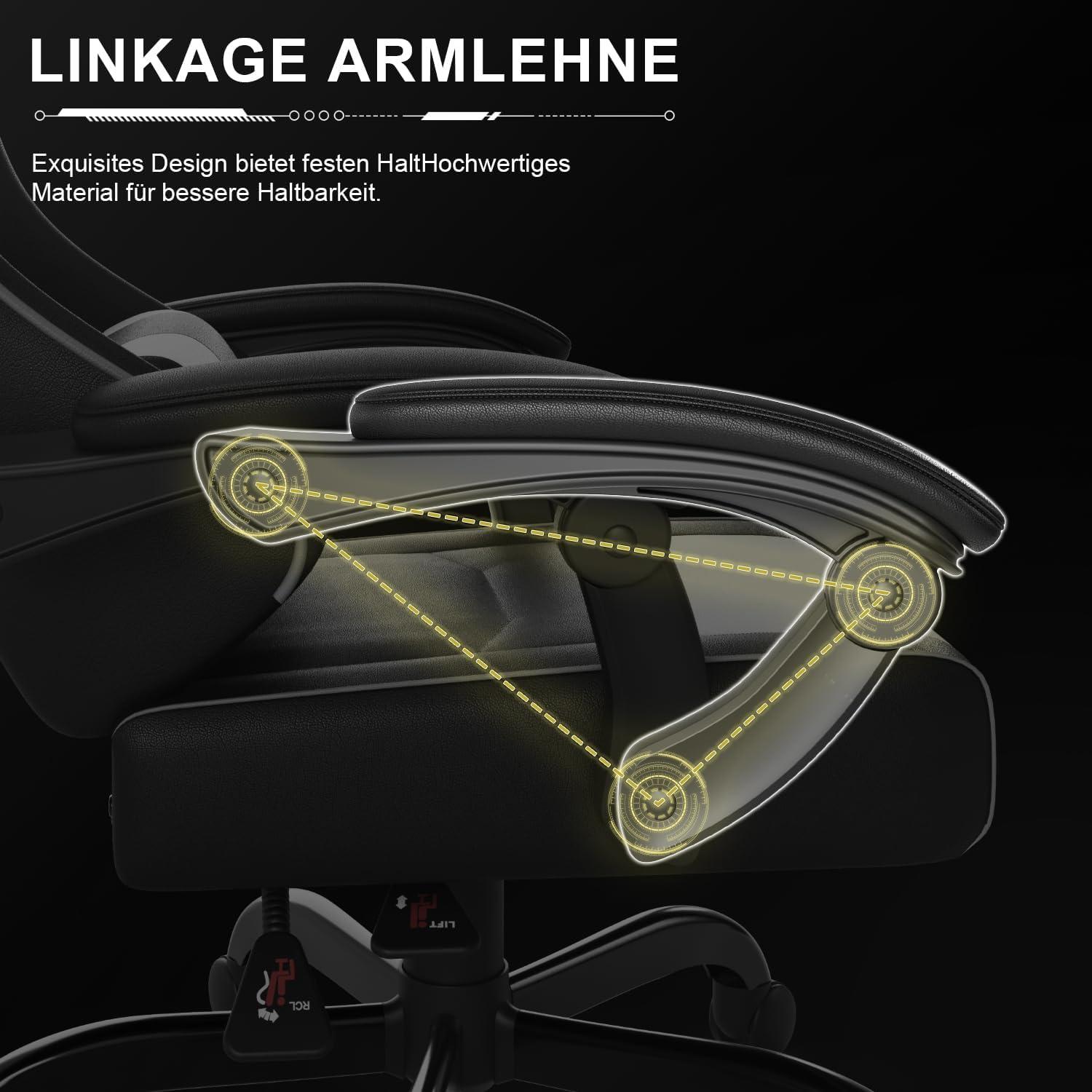 Ergonomischer Gaming Bürostuhl mit Massage und 150kg Kapazität