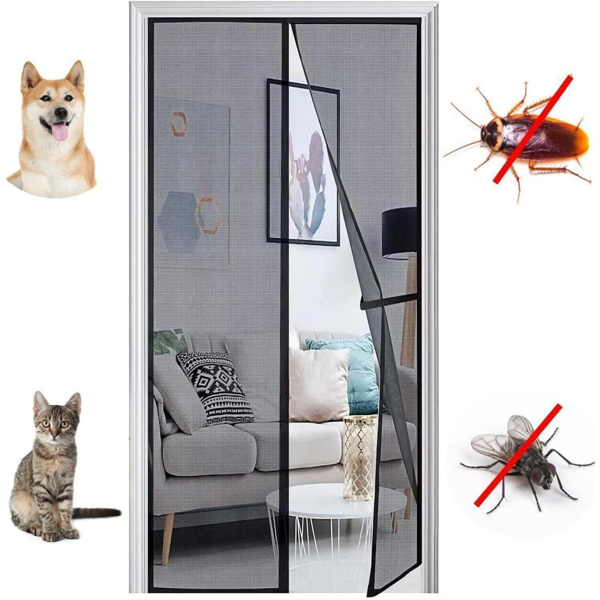 Fliegengitter Balkontür Magnet 110x195cm – Insektenschutz ohne Bohren