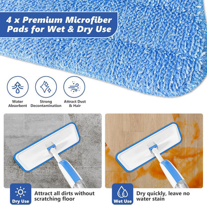 Sprühwischer Bodenwischer mit Sprühfunktion und 4 wischpads