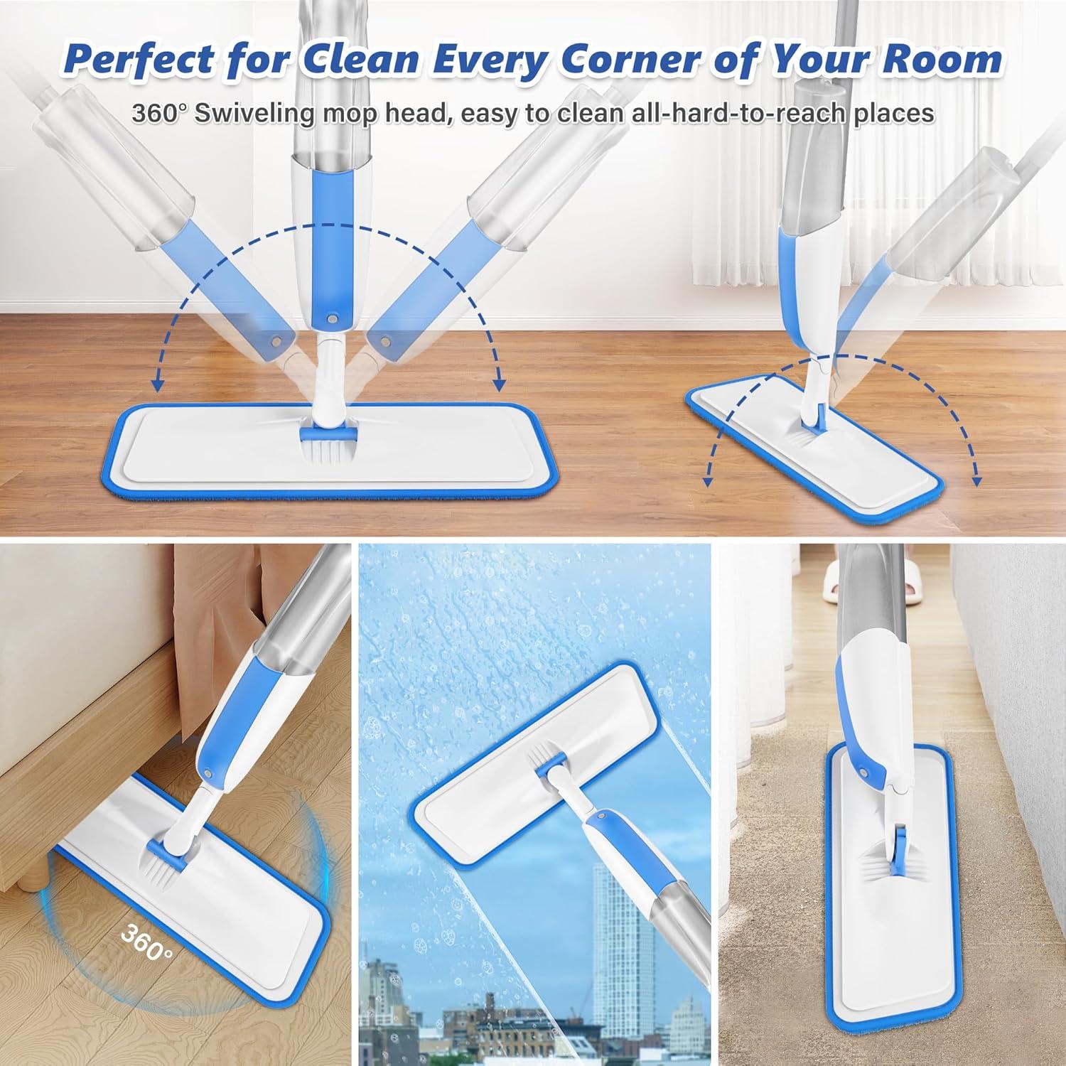 Sprühwischer Bodenwischer MANGOTIME Wischmopp Spray Mop 4 Wischpads