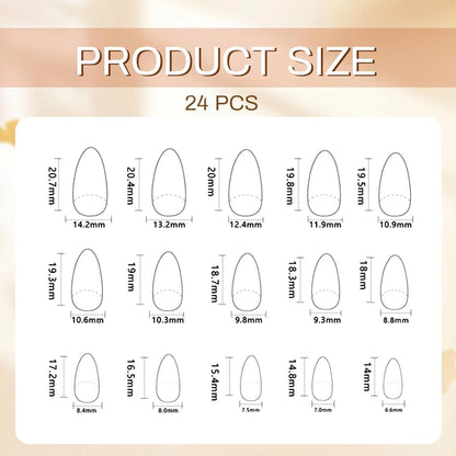 24er Set Almond Press on Nails Herbst Blumen Design Glänzend