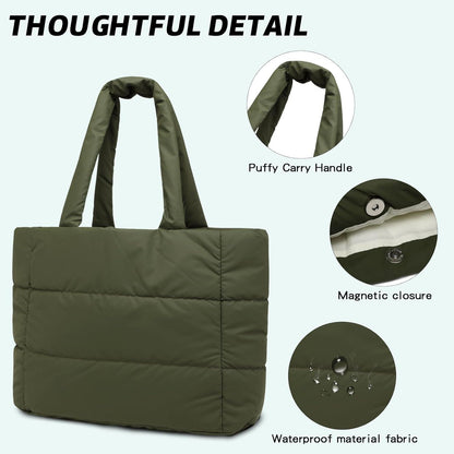 Damen Puffer Handtasche Elegant Shopper Schultertasche