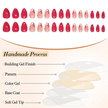 24 Stk. Blumen Design Kurz Oval Acryl False Nails für Frauen