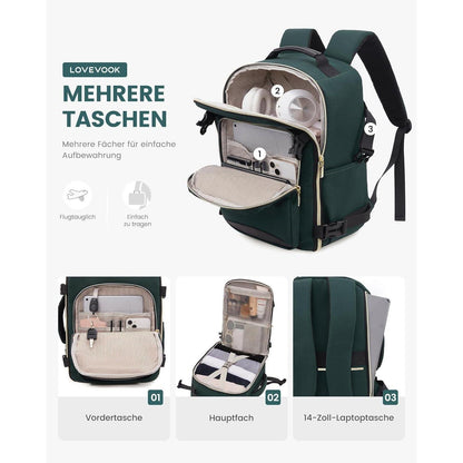 Handgepäck Rucksack 40x20x25, Reiserucksack 14 Zoll