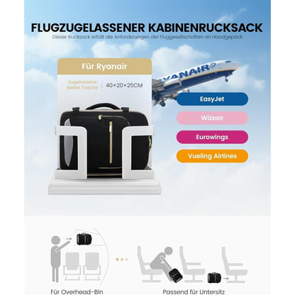 Handgepäck Rucksack 40x20x25 Schwarz für Ryanair Eurowings