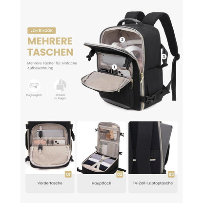 Handgepäck Rucksack 40x20x25 Schwarz für Ryanair Eurowings