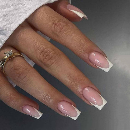 24 Stücke French Nails Kurz Weiß Press on Nails Acryl Nägel Art