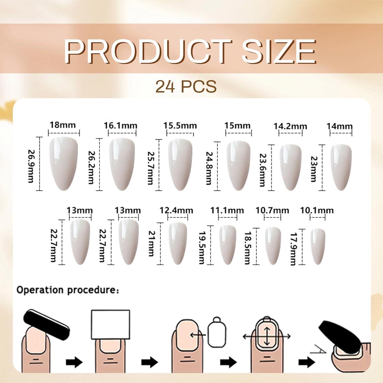 24 Stück Almond False Nails Schwarzes Gradient French Pink