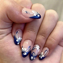 24-teiliges French Nails Press on Nails Set mit Blumen-Designs