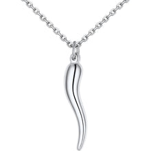 Italienisches Horn Halskette Edelstahl mit Anhänger, Glücksbringer, Klein-Silber